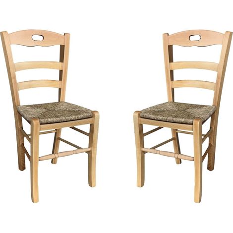 Sedia da cucina con seduta paglia LOIRE Naturale SET 2 PZ (1/3)