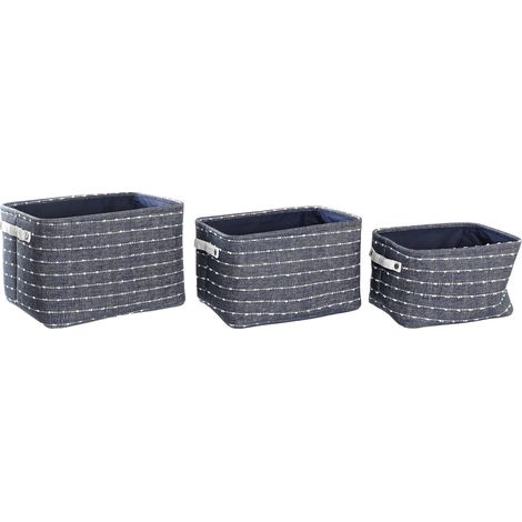 Set von 3 Polyesterkörben 38x28x25 Marineblau Polyester Material Multicoly Color Family Körbe und Kisten Details (1/4)