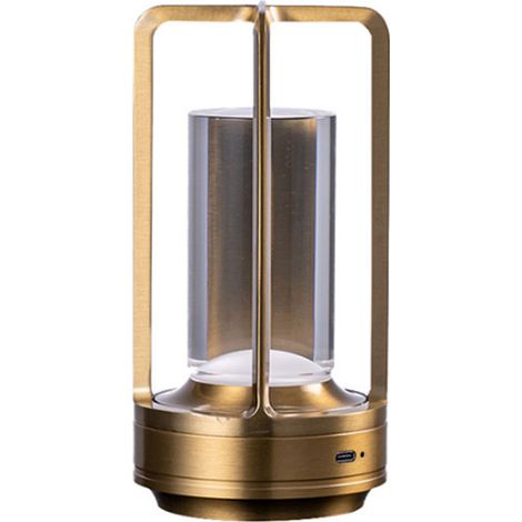 Lampe de table LED rétro tactile à chargement d'ambiance, lampe décorative, lampe de table, ornement, lampe de chevet de camping, lampe dorée (1/5)