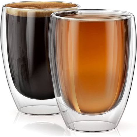 Verres à double paroi de 350 ml, tasses en verre pour le café à la maison, transparents (1/5)