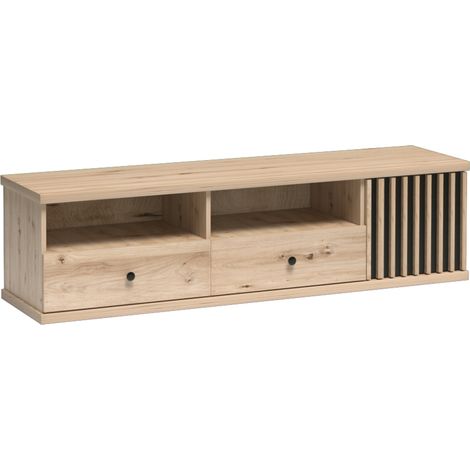 TV Lowboard 160 cm breit Eiche mit schwarz CALLAO-161 (1/5)