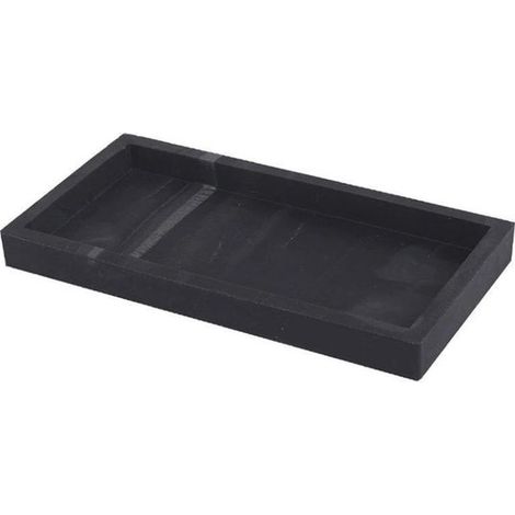 Plateau de rangement pour salle de bain - plateau de service - plateau rectangulaire - Installation facile - Motif marbre - noir - Silicone - 20 x 10 x 2 cm (1/5)