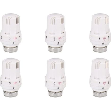 Tete De Valve Thermostatique - M30 X 1 5 - Reglage Auto Antigel - Plage 6 A 28 C - Pour Radiateurs Compacts - Lot De 6 (1/5)