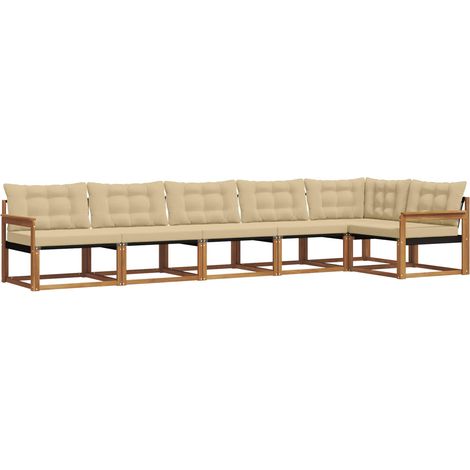 Outdoor Sofa Set with Cushion 6 pcs Natural and Beige vidaXL (1/5)