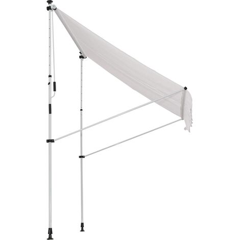 Store banne rétractable manuelle 200 x 150 x 170-280 cm pour balcon et terrasse, hauteur réglable et manivelle, blanc