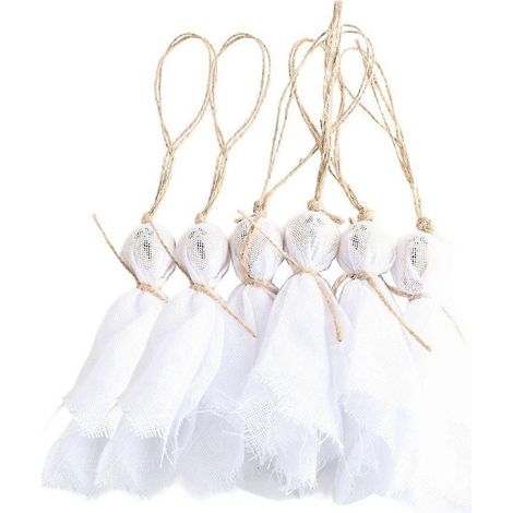 Lot de 6 décorations suspendues pour Halloween, ornements fonctionnels en bois.