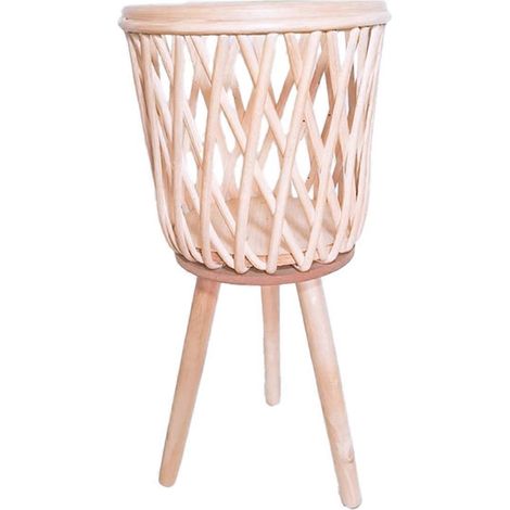 Rattan-Pflanzenständer mit Beinen, geflochtenes Rattan - Pflanzständer -- (1/5)