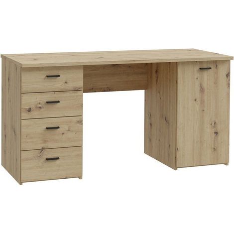 Bureau droit - GOLDSBORO - Chene artisan / Noir - 145,2 x 60 x 75,3 cm