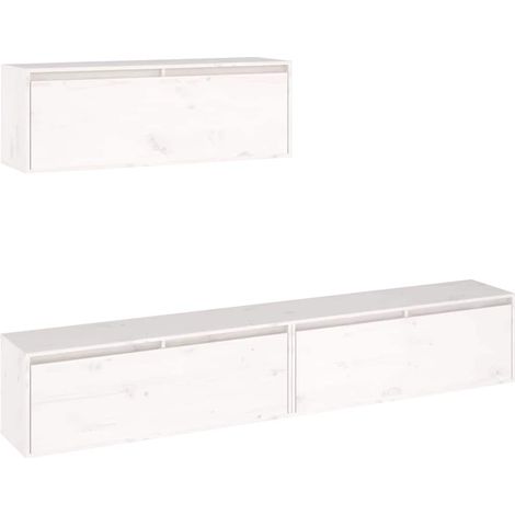 Ensemble de meubles TV 3 pcs,Banc TV,Armoire TV blanc bois massif de pin CFW502541 (1/5)