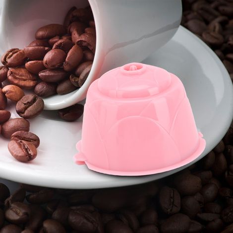 5 wiederverwendbare, nachfüllbare Kaffeemaschinenkapseln, passend für DOLCE GUSTO Kaffeemaschinen, Rosa (1/5)