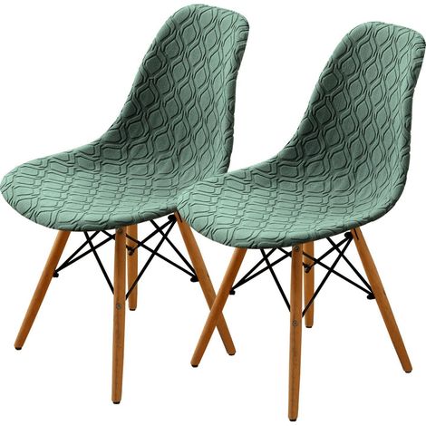 Stuhlhussen 2er Set, Stretch-Bezüge abnehmbar und waschbar, Bohnengrün (1/5)