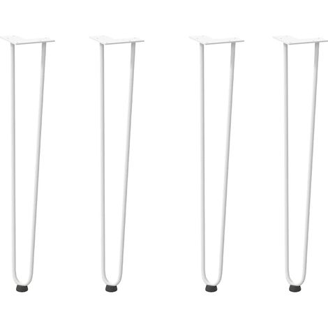 Lot de 4 pieds en épingle à cheveux design moderne console 72 x 12 x 12 cm en acier massif blanc