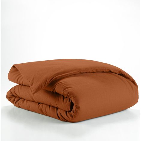 Housse de Couette 100% Coton, 140 x 200 cm, Lina, Caramel, 1 Personne, Finition Pressions, Douce, Légère, Confortable, Facile d'entretien (1/3)