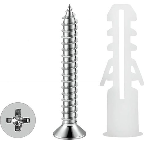100 Pièces Chevilles pour Plaque de Plâtre, avec Vis M4 x 25mm, Bouchon Mural en Plâtre, pour Montage Mural Creux
