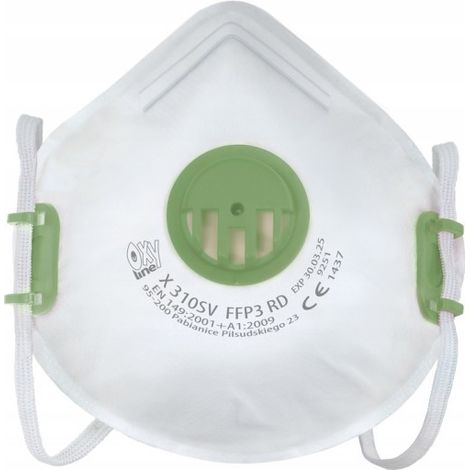 Mascarilla protectora con filtro FFP3, ajustable - X 310SV FFP3 R D oxyline 1 unidad. (1/5)