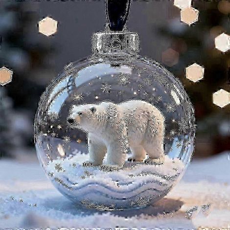Boule de Noël 3D en cristal, motif vache des Highlands, décoration animalière, en verre transparent. (1/3)