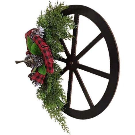 Couronne de Noël en forme de roue, décoration à suspendre pour le Nouvel An, pour la maison, la porte, la fenêtre ou le mur. (1/4)