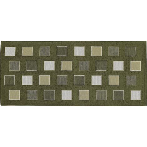 BIANCHERIAWEB Tappeto 55x140 cm Passatoia Runner Cucina Antiscivolo Lavabile Disegno Square Suardi, Verde Salvia (1/5)