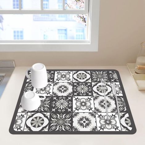 Tapis Égouttoir Vaisselle, Tapis de Séchage Vaisselle Super Absorbant, Tapis Évier Cuisine en Nanofibres à Séchage(40 x 50cm)