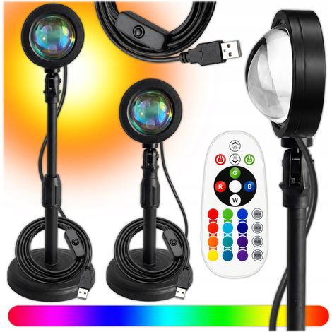 Lámpara de proyección amanecer atardecer atardecer RGB proyector con control remoto USB (1/5)