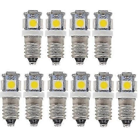 10 ampoules LED E10 6V 5 SMD 0,5W 50lm - Blanc froid (1/4)