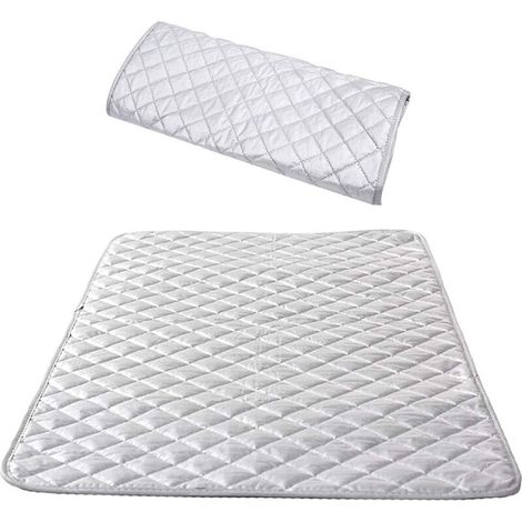 Insulated Ironing Board Cover, Steam Iron Cover, Cotton Portable Tabletop Ironing Mat for Washing Machine Dryer Travel Home Silver 48 x 85 cm (1 Pack)