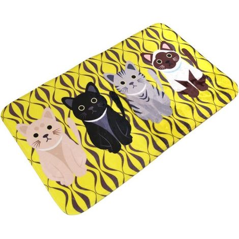 Tapis de Cuisine Antidérapant Tapis de Bain Absorbant Tapis de Devant Evier Décoratif Flannel Carpette Lavable pour Salon Chambre Salle de Bain Jaune 50 x 80cm