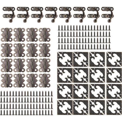 Box Hardware Iron Retro Buckle Locks Hinges Corner Protectors Decoration Packaging Kit (1/5)