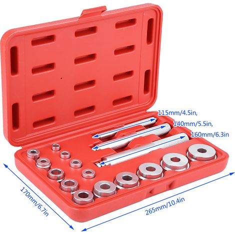 Extracteur de roulements de voiture Peiling en 17 pièces, dans une boîte en plastique rouge, disponible exclusivement dans les entrepôts à l'étranger. (1/5)