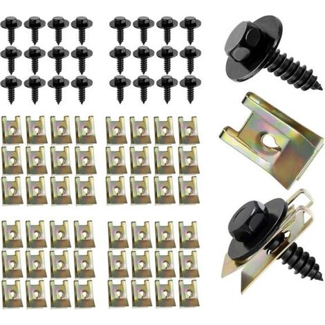 60 pièces Vis pour carrosserie, fixation aile et panneau de porte intérieure, auto-perforantes, étanches, pour réparation automobile