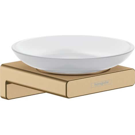 Hansgrohe AddStoris - Jabonera con soporte, cristal mate/bronce cepillado 41746140 (1/3)
