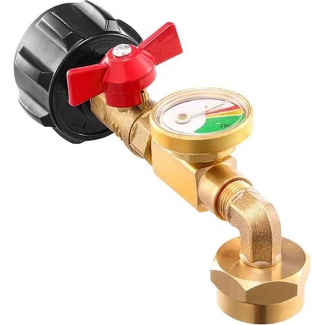 Adaptateur Coudé Propane QCC1 - Manomètre Intégré - Robinet Marche Arrêt - Pour Bouteilles 1 lb et Cylindres 20 à 40 lb - Camping Grill (1/5)