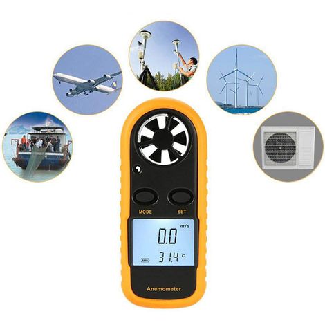 Anémomètre numérique GM816 avec écran LCD, mesure vitesse du vent et température, portable à main, 3V, outil météo précis. (1/5)