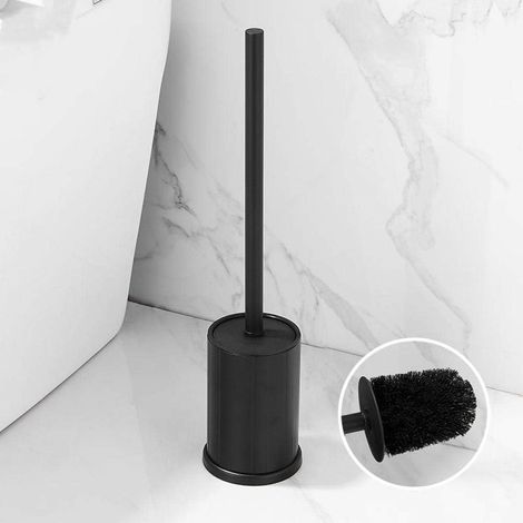 Escobilla de baño y soporte para baño, cabezal flexible para escobilla de baño (negro)