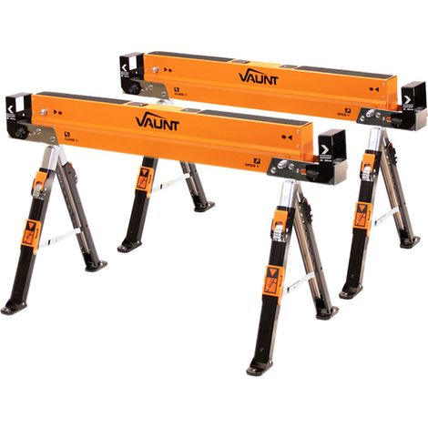 Vaunt V2003015 Fully Adjustable Trestle Twin Pack Saw Horse Max Capacity 1,200kg