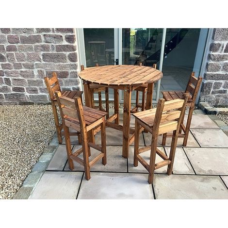 Deluxe Alfresco Bar Set Six Seater - L200 x W200 x H110 - Redwood - Fully Assembled