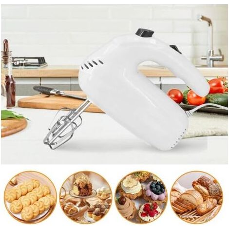 Fouet Electrique 200W, Batteur Electrique 5 Vitesses, Batteur Mixeur avec 4 Fouets, Batteurs à Main pour Œufs, Crème, Pâte, Petit Électroménager Cuisine