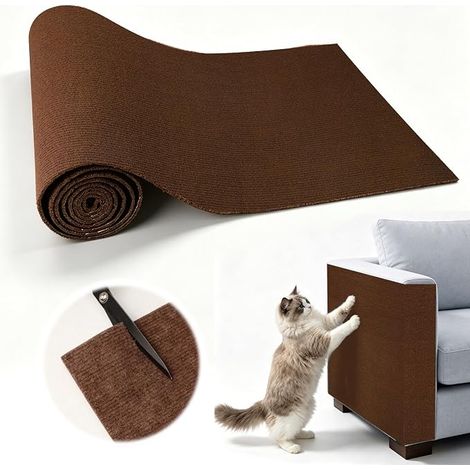 Scratching Mat Dark Brown 200 x 40 cm Cat Scratching Pad - Cut to Size DIY for Cupboards, Beds, Cat Trees, Sofa, Scratching Protection