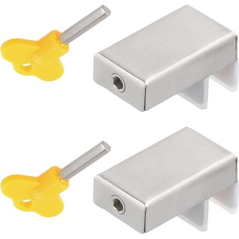 Lot de 2 Serrure Baie Vitrée Coulissante, Verrou Cale Fenêtre Coulissante en Acier Inoxydable, Réglables Serrure de Sécurité de Cadre de Porte pour Maison École (1/4)