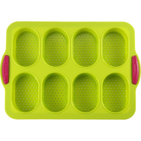 Molde de silicona antiadherente para baguettes, molde para repostería, bandeja para tartas, bandeja para hornear pan de leche (verde) (1/4)
