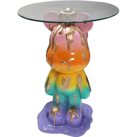 table dappoint design multicolore en résine et verre urban chic - arc-en-ciel multicolore avec touches dorées (1/5)