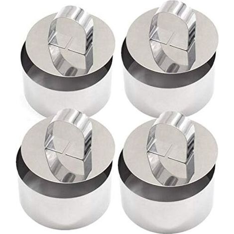Moule à gâteau rond 4CCs de présentation 8x8x3,8 cm avec poussoir - Axidable ace, moule à gâteau DIY, anneaux de présentation pour la cuisson et la présentation de gâteaux (1/5)
