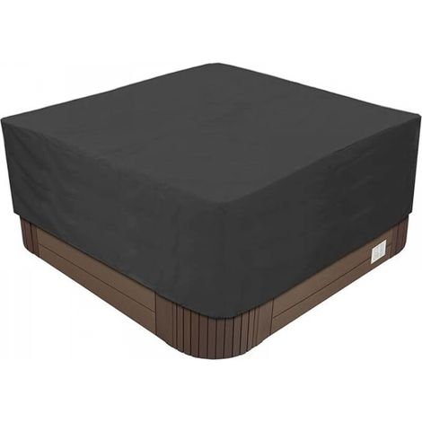 Housse pour Bain à Remous de Jardin, Bache de Protection pour Spa en Tissu Oxford 210D Imperméable Anti-poussière Anti-UV, Plusieurs Tailles au Choix,Noir,220x220x85cm (1/5)