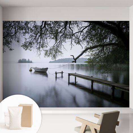 Papier peint intissé décoratif pour salon chambre et cuisine Facile à poser avec colle Lac paisible 152x104 cm (1/5)