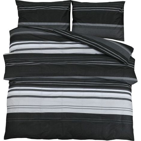 Maison Exclusive - Bettwäsche-Set Schwarz und Weiß 260x240 cm Bau