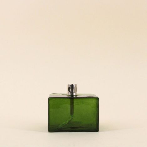 Lampe à huile cube en verre soufflé vert 7cm (1/5)