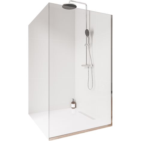 BERNSTEIN - Parete doccia walk-in 100x200cm, vetro NANO 10mm, profilo a parete + pavimento cromato - EX102 1000 mm, Con profilo a pavimento