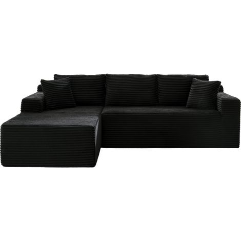 Modulares L-Ecksofa in Schwarz aus Stoff und Memory Foam, 3-Sitzer, 252,5 x 163 x 65 cm (1/5)