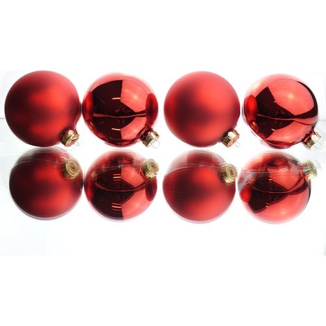 Set aus 4 roten Weihnachtskugeln 10 cm (1/2)