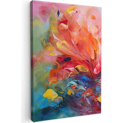 CUADRO EN LIENZO Pintura al óleo - Arte - Abstracto - Colorido Cuadros Grande 80x120 cm